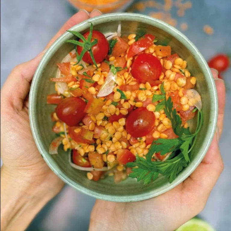 Salada de lentilha com tomate e ervas, receita do livro de receitas do Karuh