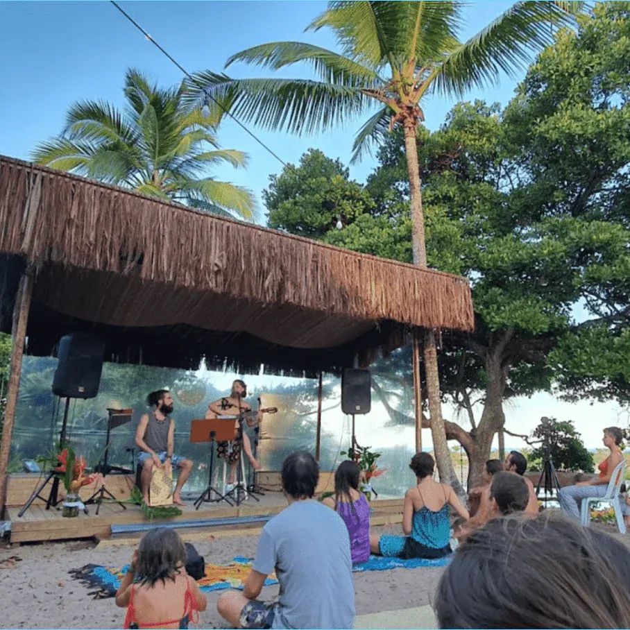 Live music circle in Piracanga Ecovillage